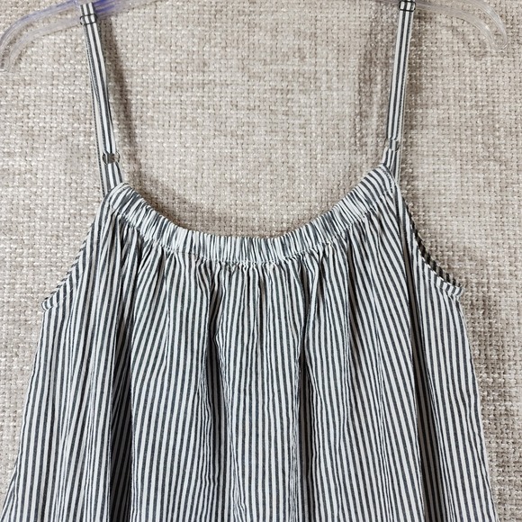 Dylan Railroad Stripe Sun Dress A-Line Midi Womens M Black White Ruffled - Picture 7 of 10